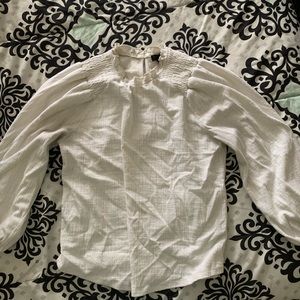 Anthropologie Puff Shoulder Cream Top